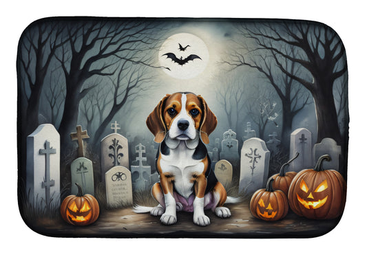 Caroline's Treasures DAC2011DDM Beagle Spooky Halloween Dish Drying Mat Absorbent Dish Drying Mat Pad for Kitchen Counter Dish Drainer Mat for Countertop, 14 x 21, Multicolor