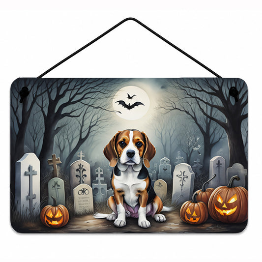 Caroline's Treasures DAC2011DS812 Beagle Spooky Halloween Wall or Door Hanging Prints Aluminum Metal Sign Kitchen Wall Bar Bathroom Plaque Home Decor, 8x12, Multicolor