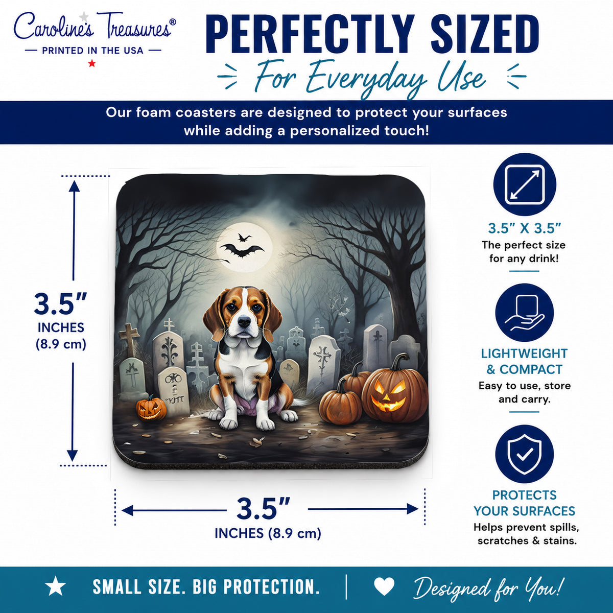 Caroline's Treasures Beagle Dogs Foam Drink Coasters Set of 4 Absorbent