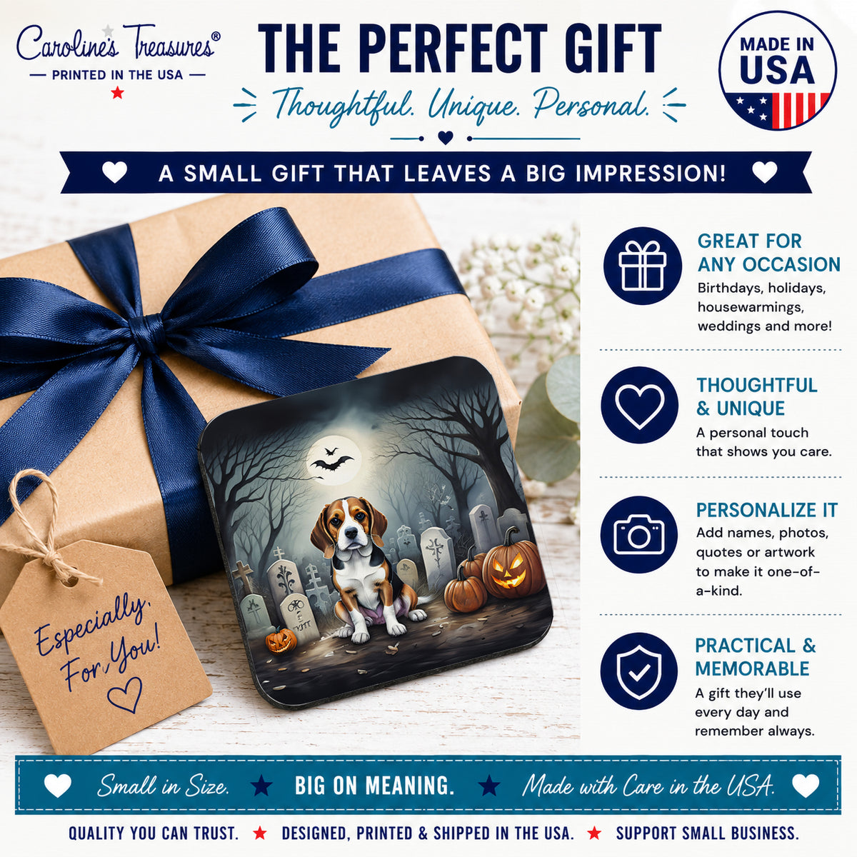 Caroline's Treasures Beagle Dogs Foam Drink Coasters Set of 4 Absorbent