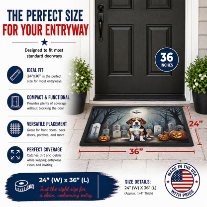 Caroline's Treasures DAC2011JMAT Beagle Spooky Halloween Indoor or Outdoor Mat 24x36 Front Door Mat Indoor Outdoor Rugs for Entryway, Non Slip Washable Low Pile, 24H X 36W