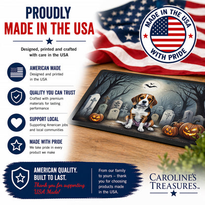 Caroline's Treasures DAC2011JMAT Beagle Spooky Halloween Indoor or Outdoor Mat 24x36 Front Door Mat Indoor Outdoor Rugs for Entryway, Non Slip Washable Low Pile, 24H X 36W
