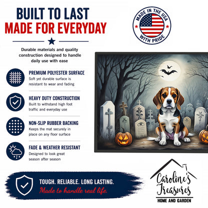 Caroline's Treasures DAC2011JMAT Beagle Spooky Halloween Indoor or Outdoor Mat 24x36 Front Door Mat Indoor Outdoor Rugs for Entryway, Non Slip Washable Low Pile, 24H X 36W