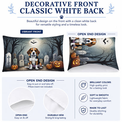 Caroline's Treasures DAC2011PILLOWCASE Beagle Spooky Halloween Fabric Standard Pillowcase Lightweight Super Soft Easy Care Decorative Artwork Pillowcase, Standard