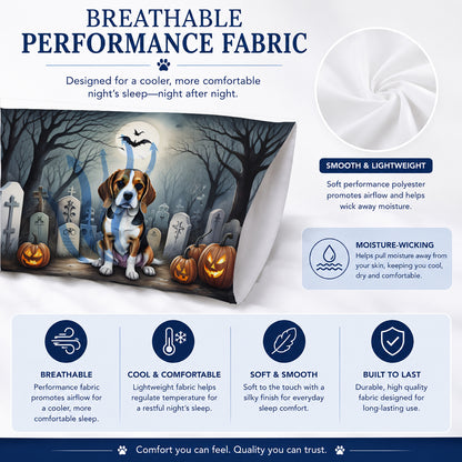 Caroline's Treasures DAC2011PILLOWCASE Beagle Spooky Halloween Fabric Standard Pillowcase Lightweight Super Soft Easy Care Decorative Artwork Pillowcase, Standard