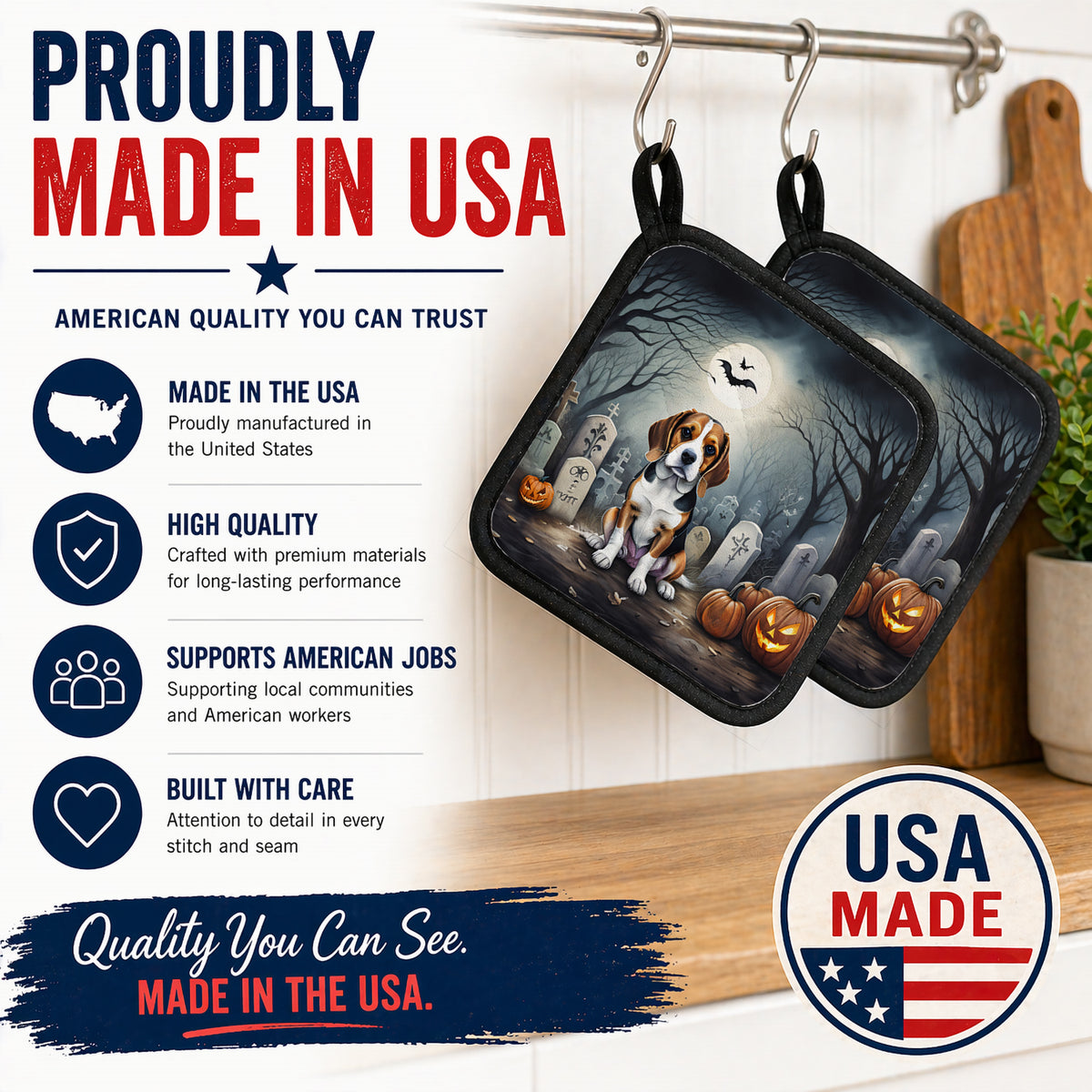 Caroline's Treasures Beagle Dogs Set of 2 Kitchen Pot Holders