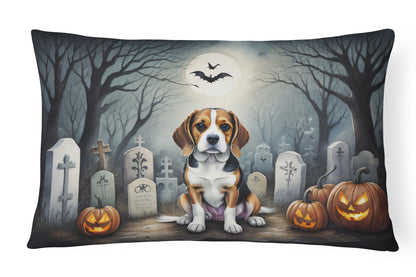 Caroline's Treasures DAC2011PW1216 Beagle Spooky Halloween Fabric Decorative Pillow Machine Washable, Indoor Outdoor Decorative Pillow for Couch, Bed or Patio, 12HX16W
