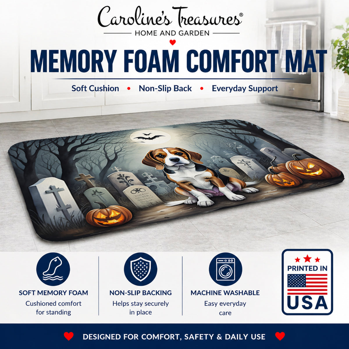 Caroline's Treasures Beagle Dogs Memory Foam Mat 19x27
