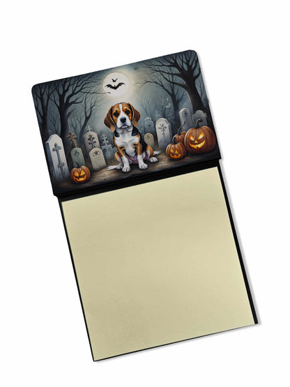 Caroline's Treasures Beagle Spooky Halloween Sticky Note Holder Refillable Dispenser Self-Sticky Note Pads, Memo Pads Blank Desk Accessories
