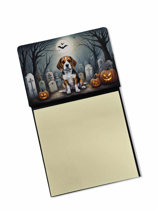 Caroline's Treasures Beagle Spooky Halloween Sticky Note Holder Refillable Dispenser Self-Sticky Note Pads, Memo Pads Blank Desk Accessories