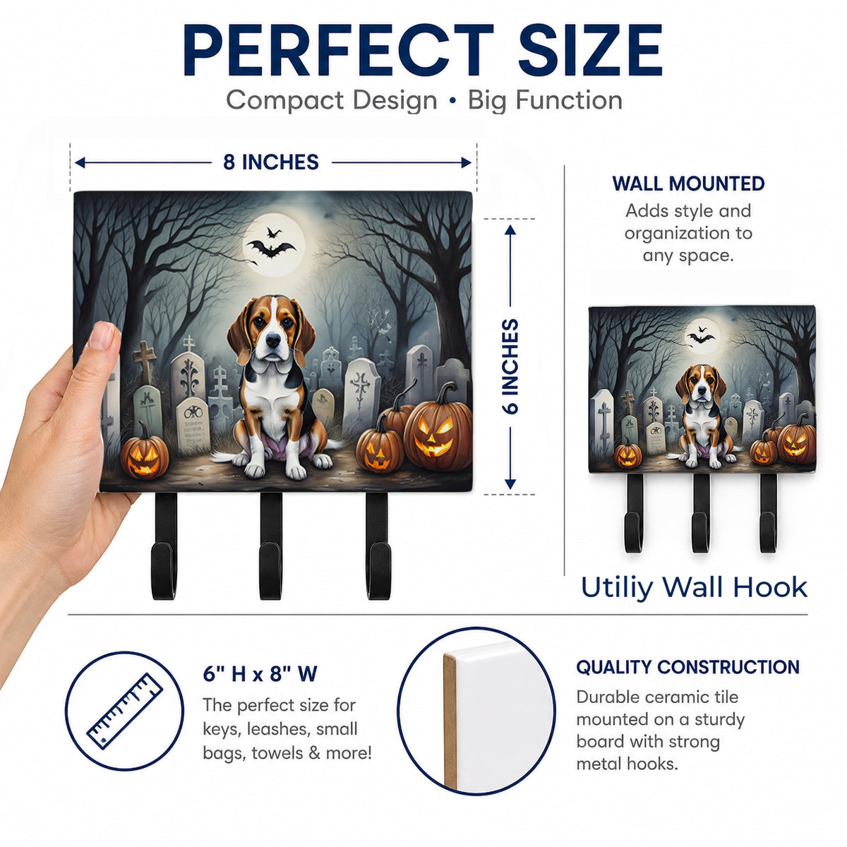 Caroline's Treasures Beagle Dogs Halloween Ceramic Triple Wall Hook
