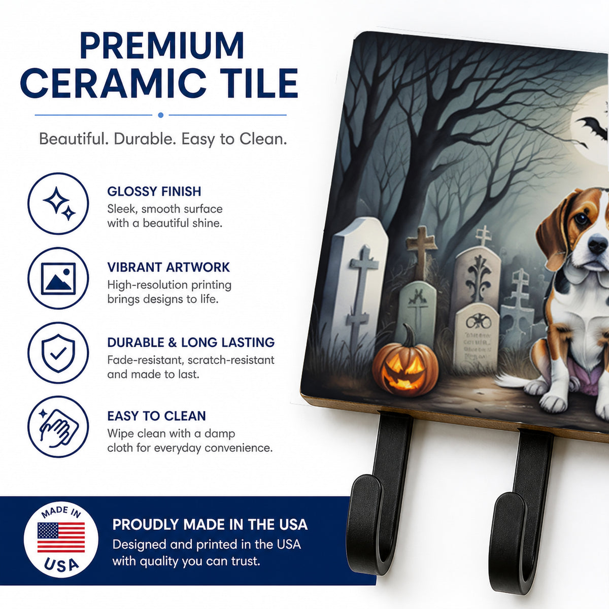 Caroline's Treasures Beagle Dogs Halloween Ceramic Triple Wall Hook