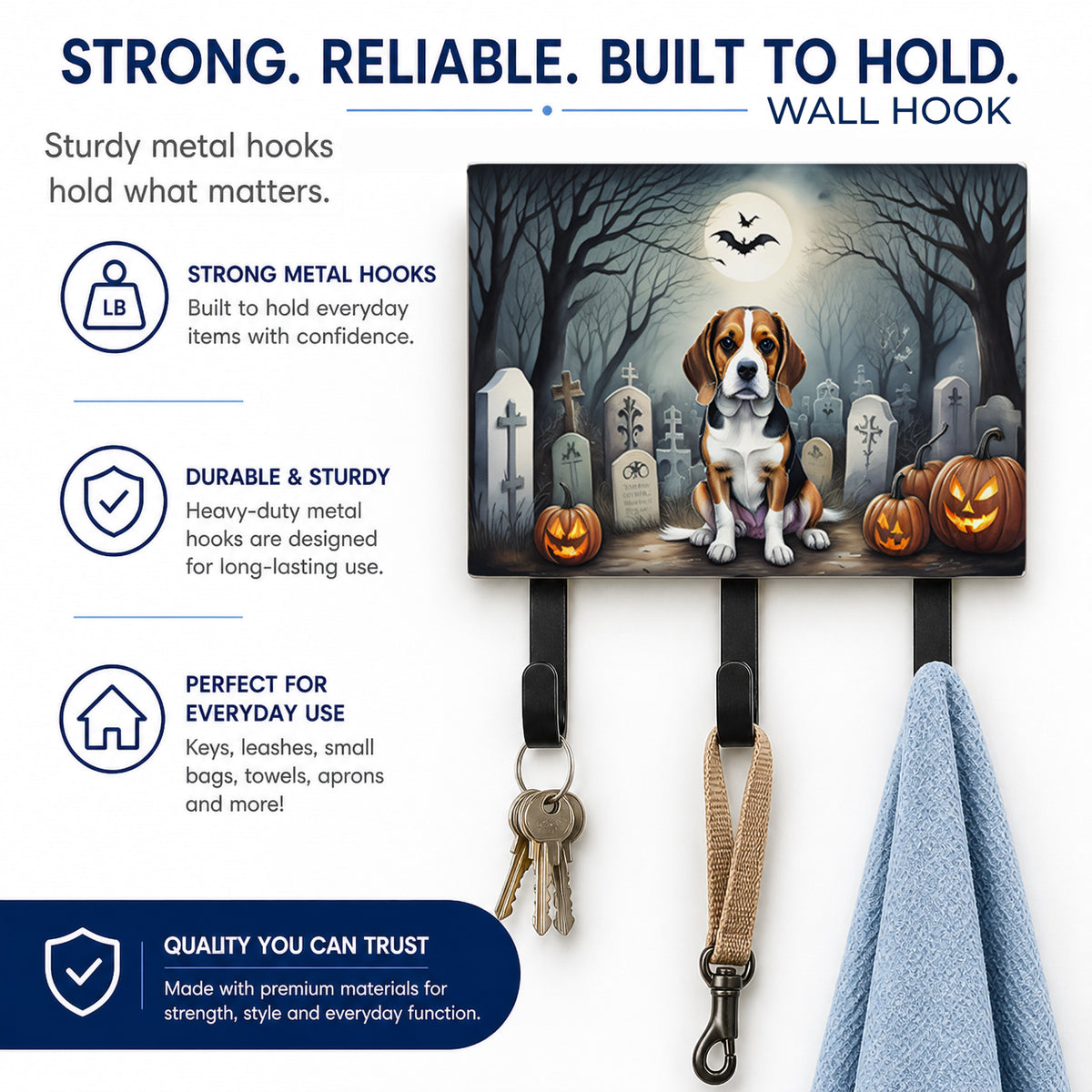 Caroline's Treasures Beagle Dogs Halloween Ceramic Triple Wall Hook
