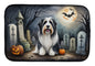 Caroline's Treasures DAC2012DDM Bearded Collie Spooky Halloween Dish Drying Mat Absorbent Dish Drying Mat Pad for Kitchen Counter Dish Drainer Mat for Countertop, 14 x 21, Multicolor