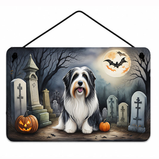 Caroline's Treasures DAC2012DS812 Bearded Collie Spooky Halloween Wall or Door Hanging Prints Aluminum Metal Sign Kitchen Wall Bar Bathroom Plaque Home Decor, 8x12, Multicolor