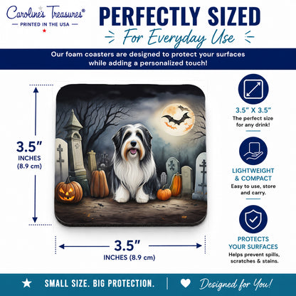 Caroline's Treasures Bearded Collie Dogs Foam Drink Coasters Set of 4