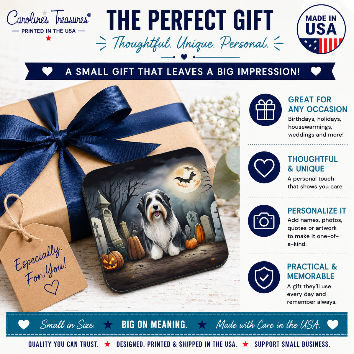Caroline's Treasures Bearded Collie Dogs Foam Drink Coasters Set of 4