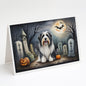 Caroline's Treasures DAC2012GCA7P Bearded Collie Spooky Halloween Greeting Cards and Envelopes Pack of 8 Blank Cards with Envelopes Whimsical A7 Size 5x7 Blank Greeting Cards