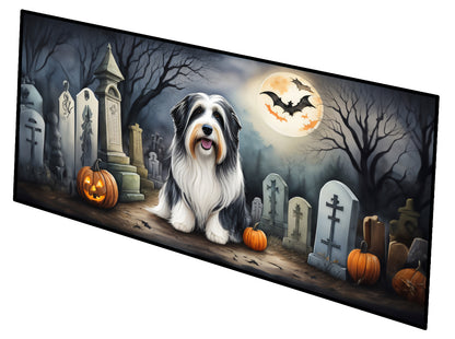 Caroline's Treasures Bearded Collie Spooky Halloween Runner Mat 28x58 Front Door Mat Indoor Outdoor Rugs for Entryway Hallway Foyer Non Slip Washable Wide Doormat