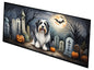 Caroline's Treasures Bearded Collie Spooky Halloween Runner Mat 28x58 Front Door Mat Indoor Outdoor Rugs for Entryway Hallway Foyer Non Slip Washable Wide Doormat