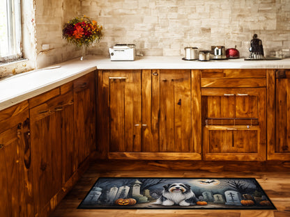 Caroline's Treasures Bearded Collie Spooky Halloween Runner Mat 28x58 Front Door Mat Indoor Outdoor Rugs for Entryway Hallway Foyer Non Slip Washable Wide Doormat