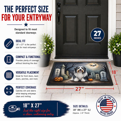 Caroline's Treasures DAC2012MAT Bearded Collie Spooky Halloween Doormat 18x27 Front Door Mat Indoor Outdoor Rugs for Entryway, Non Slip Washable Low Pile, 18H X 27W