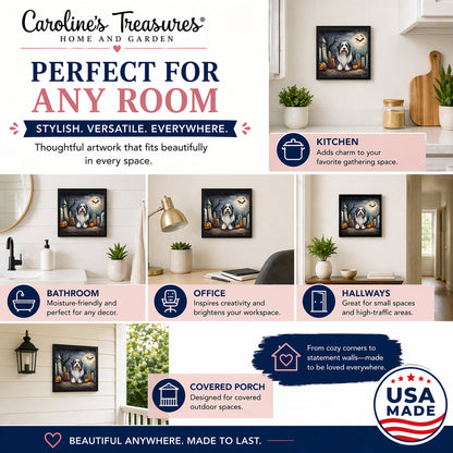 Caroline's Treasures Bearded Collie Dogs Framed Metal Wall Art 8 x 8 Inch