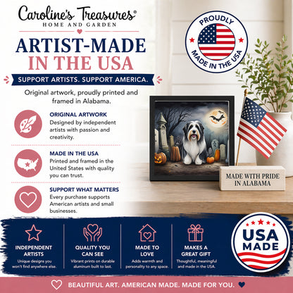 Caroline's Treasures Bearded Collie Dogs Framed Metal Wall Art 8 x 8 Inch