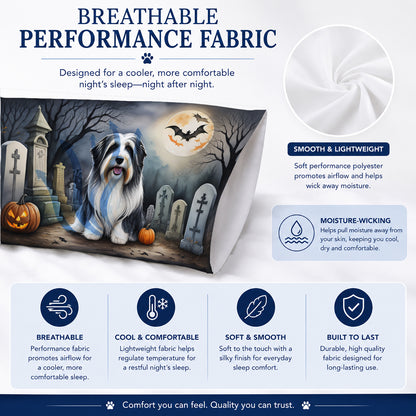 Caroline's Treasures DAC2012PILLOWCASE Bearded Collie Spooky Halloween Fabric Standard Pillowcase Lightweight Super Soft Easy Care Decorative Artwork Pillowcase, Standard