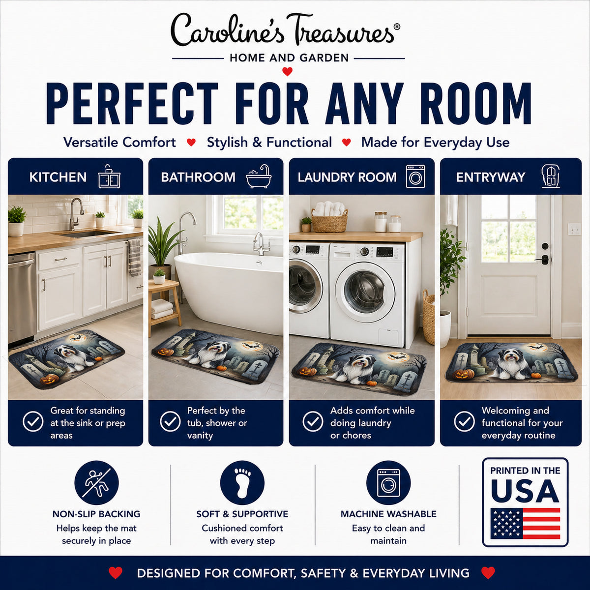 Caroline's Treasures Bearded Collie Dogs Memory Foam Mat 19x27