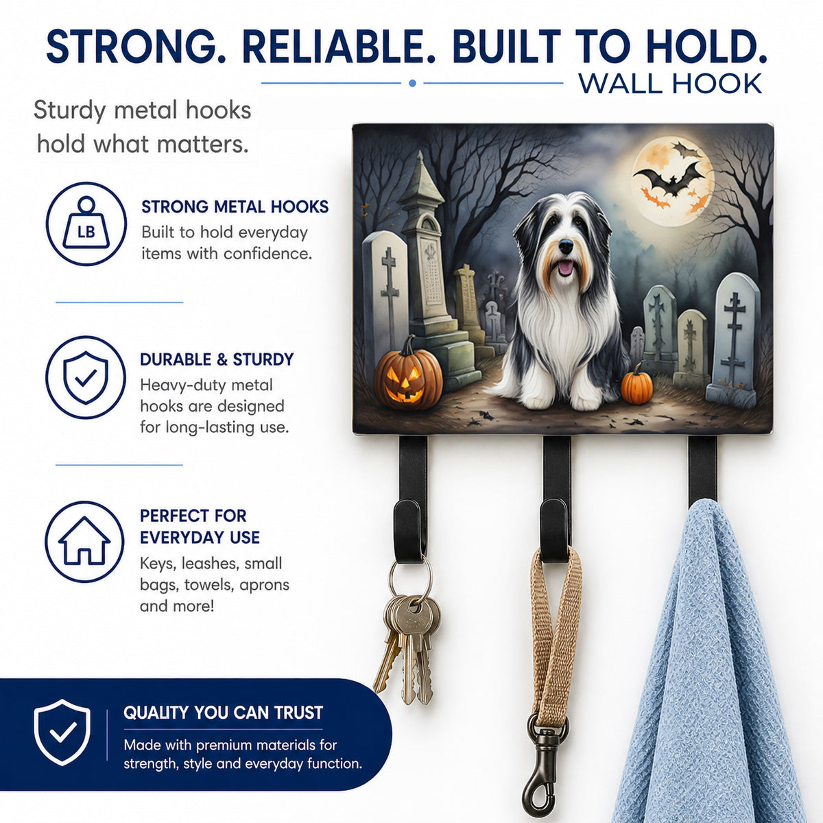 Caroline's Treasures Bearded Collie Dogs Ceramic Triple Wall Hook