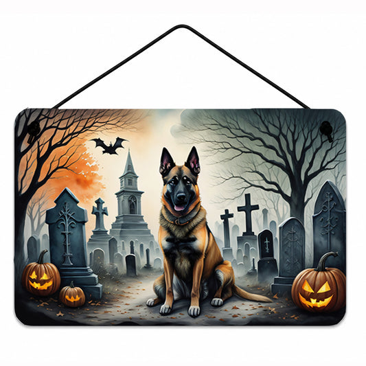 Caroline's Treasures DAC2013DS812 Belgian Malinois Spooky Halloween Wall or Door Hanging Prints Aluminum Metal Sign Kitchen Wall Bar Bathroom Plaque Home Decor, 8x12, Multicolor