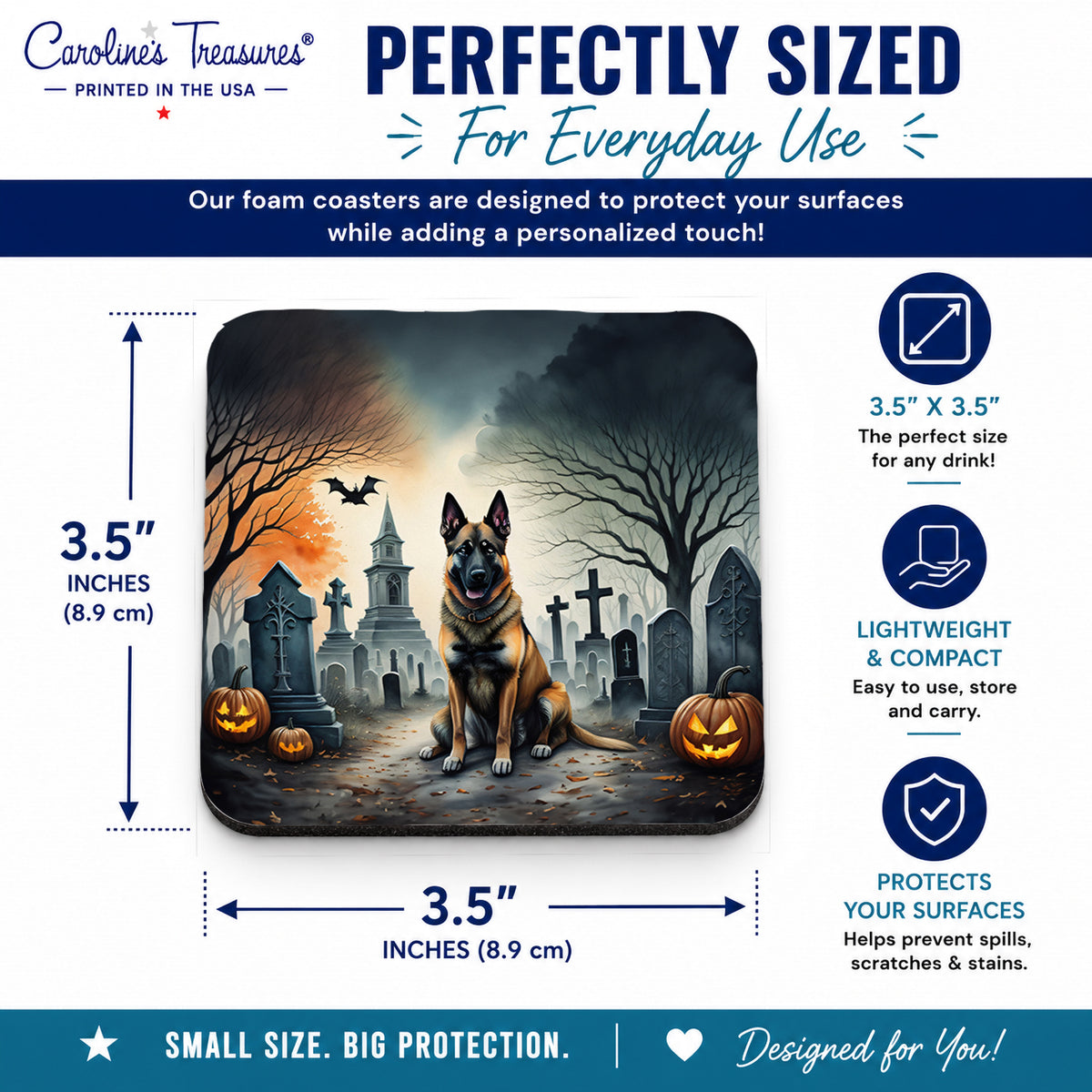 Caroline's Treasures Belgian Malinois Dogs Foam Drink Coasters Set of 4