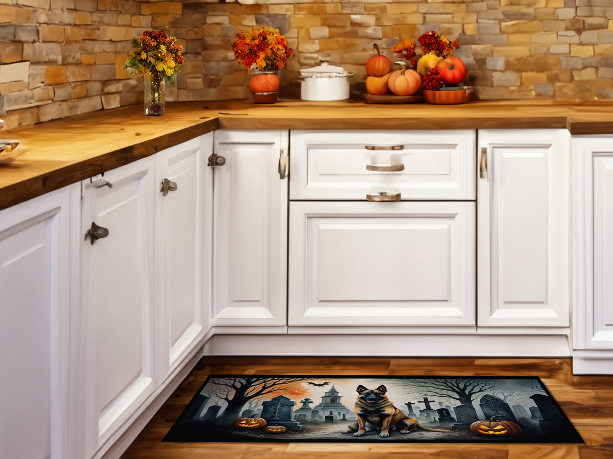 Caroline's Treasures Belgian Malinois Spooky Halloween Runner Mat 28x58 Front Door Mat Indoor Outdoor Rugs for Entryway Hallway Foyer Non Slip Washable Wide Doormat