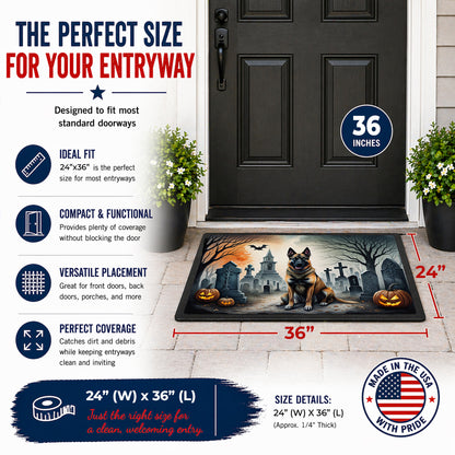 Caroline's Treasures DAC2013JMAT Belgian Malinois Spooky Halloween Indoor or Outdoor Mat 24x36 Front Door Mat Indoor Outdoor Rugs for Entryway, Non Slip Washable Low Pile, 24H X 36W