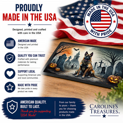 Caroline's Treasures DAC2013JMAT Belgian Malinois Spooky Halloween Indoor or Outdoor Mat 24x36 Front Door Mat Indoor Outdoor Rugs for Entryway, Non Slip Washable Low Pile, 24H X 36W