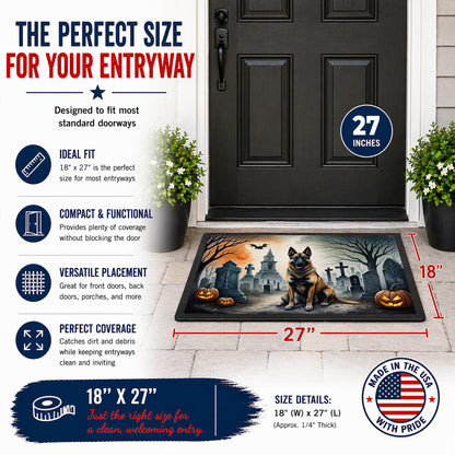 Caroline's Treasures DAC2013MAT Belgian Malinois Spooky Halloween Doormat 18x27 Front Door Mat Indoor Outdoor Rugs for Entryway, Non Slip Washable Low Pile, 18H X 27W