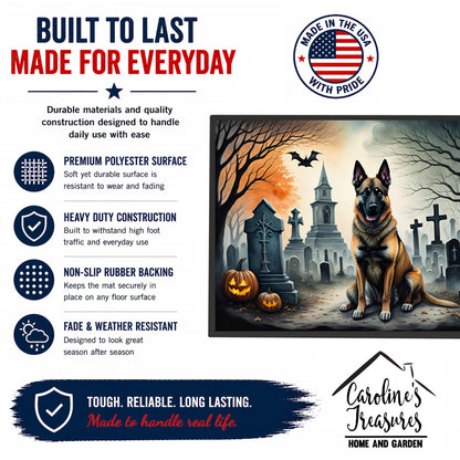 Caroline's Treasures DAC2013MAT Belgian Malinois Spooky Halloween Doormat 18x27 Front Door Mat Indoor Outdoor Rugs for Entryway, Non Slip Washable Low Pile, 18H X 27W