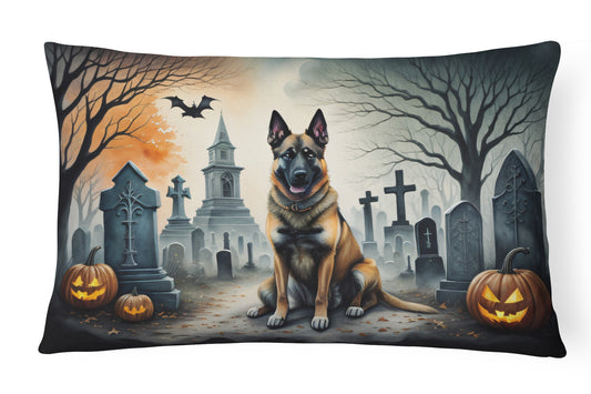 Caroline's Treasures DAC2013PW1216 Belgian Malinois Spooky Halloween Fabric Decorative Pillow Machine Washable, Indoor Outdoor Decorative Pillow for Couch, Bed or Patio, 12HX16W