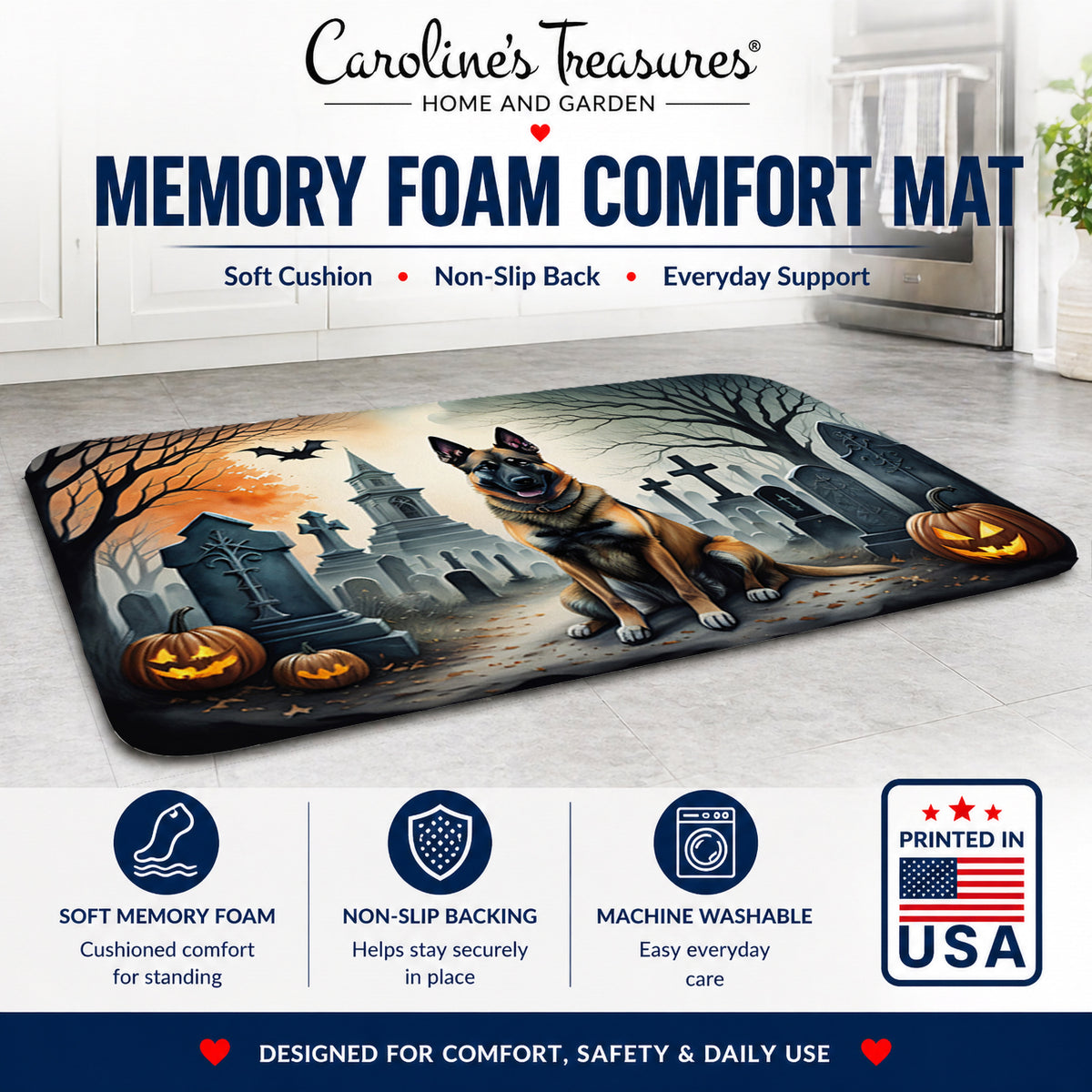 Caroline's Treasures Belgian Malinois Dogs Memory Foam Mat 19x27
