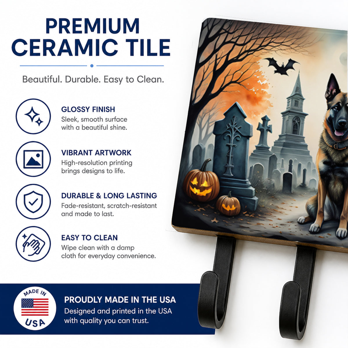 Caroline's Treasures Belgian Malinois Dogs Ceramic Triple Wall Hook