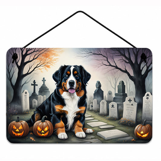 Caroline's Treasures DAC2014DS812 Bernese Mountain Dog Spooky Halloween Wall or Door Hanging Prints Aluminum Metal Sign Kitchen Wall Bar Bathroom Plaque Home Decor, 8x12, Multicolor