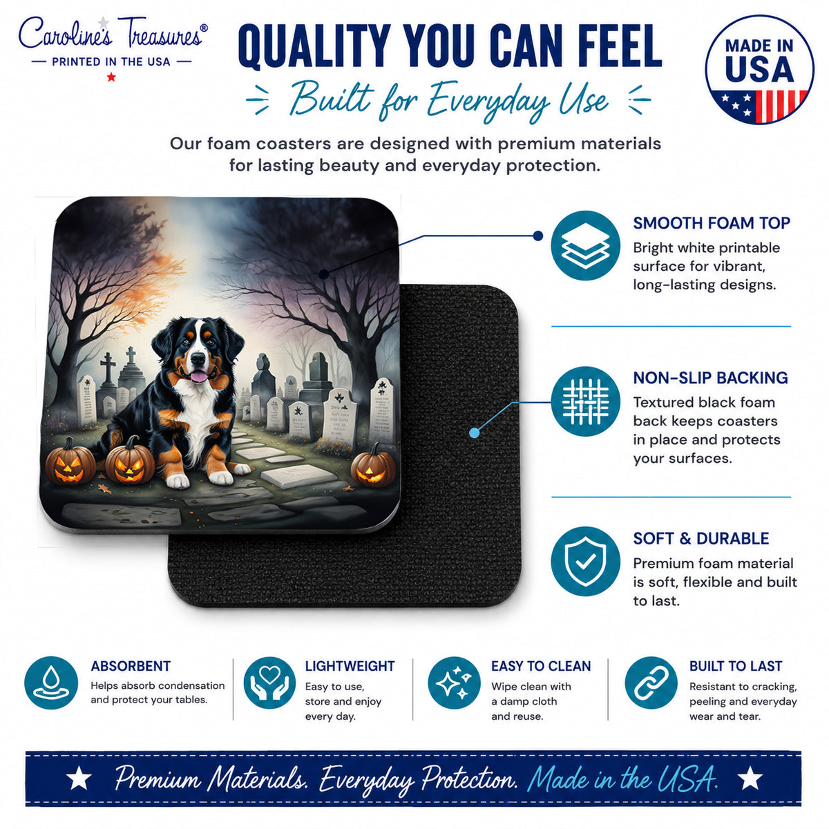 Caroline's Treasures Bernese Mountain Dog Dogs Drink Coasters Set of 4