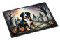 Caroline's Treasures DAC2014MAT Bernese Mountain Dog Spooky Halloween Doormat 18x27 Front Door Mat Indoor Outdoor Rugs for Entryway, Non Slip Washable Low Pile, 18H X 27W