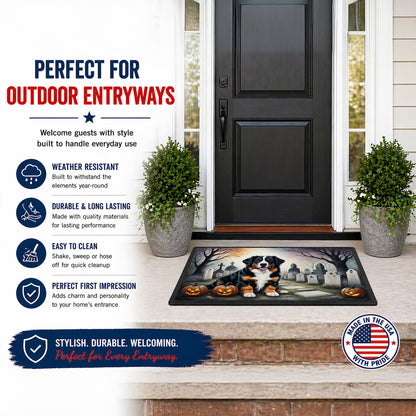 Caroline's Treasures DAC2014MAT Bernese Mountain Dog Spooky Halloween Doormat 18x27 Front Door Mat Indoor Outdoor Rugs for Entryway, Non Slip Washable Low Pile, 18H X 27W