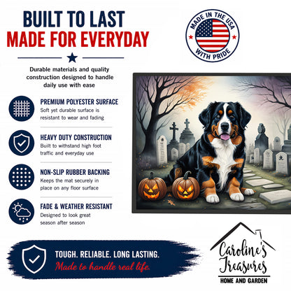 Caroline's Treasures DAC2014MAT Bernese Mountain Dog Spooky Halloween Doormat 18x27 Front Door Mat Indoor Outdoor Rugs for Entryway, Non Slip Washable Low Pile, 18H X 27W