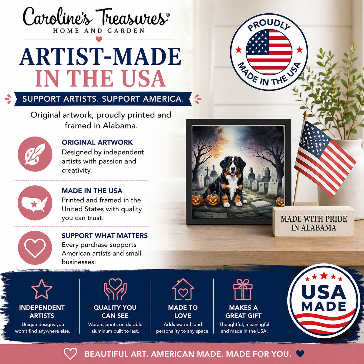 Caroline's Treasures Bernese Mountain Dog Dogs Framed Metal Wall Art 8x8