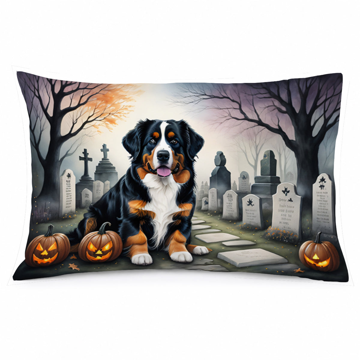 Caroline's Treasures DAC2014PILLOWCASE Bernese Mountain Dog Spooky Halloween Fabric Standard Pillowcase Lightweight Super Soft Easy Care Decorative Artwork Pillowcase, Standard