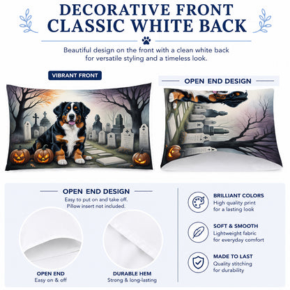 Caroline's Treasures DAC2014PILLOWCASE Bernese Mountain Dog Spooky Halloween Fabric Standard Pillowcase Lightweight Super Soft Easy Care Decorative Artwork Pillowcase, Standard