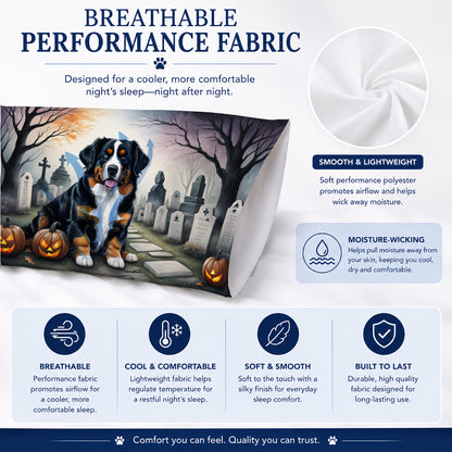Caroline's Treasures DAC2014PILLOWCASE Bernese Mountain Dog Spooky Halloween Fabric Standard Pillowcase Lightweight Super Soft Easy Care Decorative Artwork Pillowcase, Standard